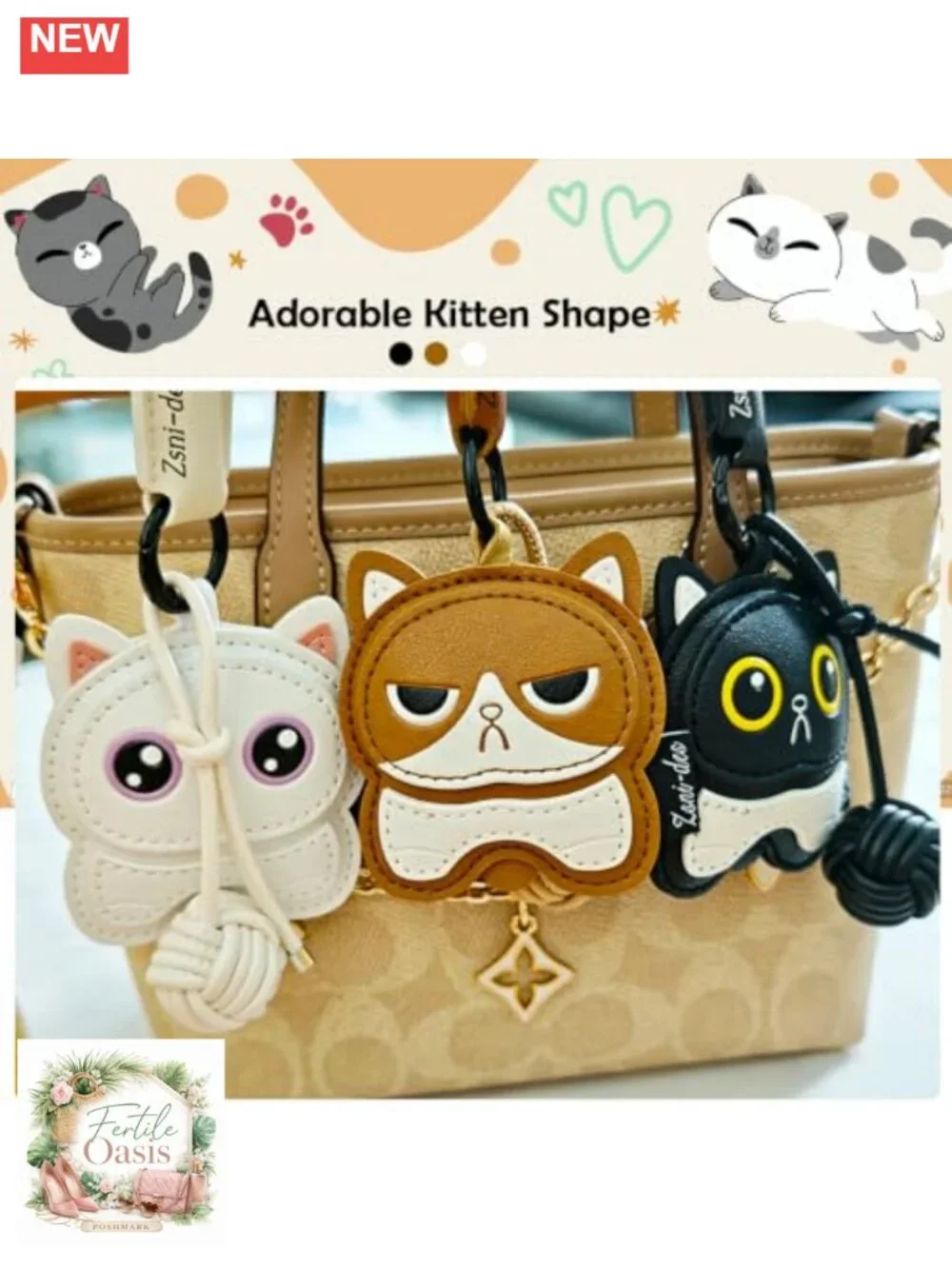 PU Leather Cat Bag Charms Keychain for Handbags Backpacks